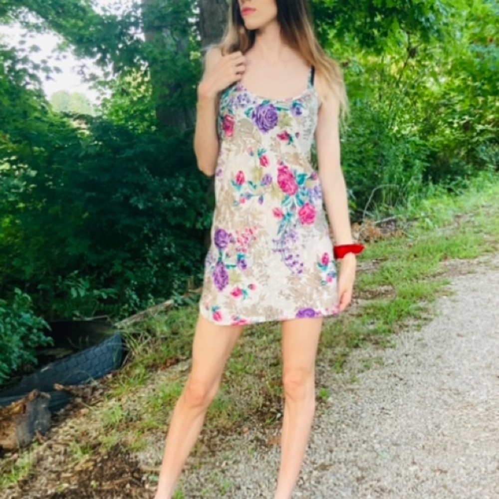 Vintage California Miss Floral Boho Slip Dress